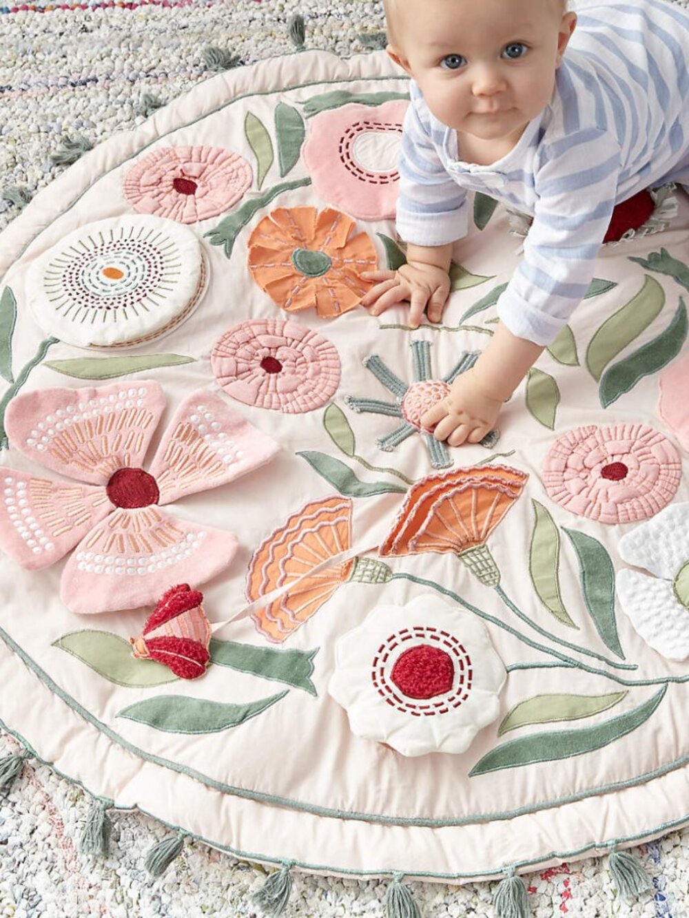 Crate & Kids Floral Garden Baby Activity Play Mat Tummy Time Sensory Mat Montess